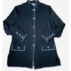 Vintage St. John Collection Santana Knit Cardigan Sweater Blazer Size 6 Black